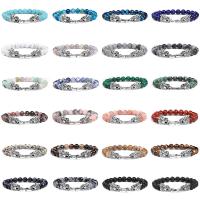 Gemstone Bracelets with Zinc Alloy Dragon silver color plated & Unisex Length 7.5 Inch Sold By PC