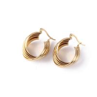 Stainless Steel Hoop Earring 304 Stainless Steel gold color plated fashion jewelry & for woman golden Sold By Pair