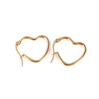 Stainless Steel Hoop Earring 304 Stainless Steel Heart gold color plated fashion jewelry & for woman golden Sold By Pair