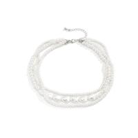 Collier de mode Multi couche, perle de plastique, avec 7cm chaînes de rallonge, trois couches & bijoux de mode & pour femme, blanc, Longueur:35 cm, Vendu par PC
