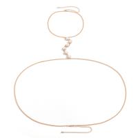 Body Chain Jewelry Iron with Plastic Pearl plated for woman nickel lead & cadmium free Sold By PC