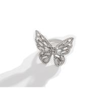 Zinc Alloy Finger Ring Butterfly platinum color plated fashion jewelry & for woman & with rhinestone nickel lead & cadmium free 18mm Sold By PC