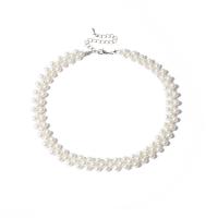 Plastik-Perlenkette, Kunststoff Perlen, mit Verlängerungskettchen von 10cm, rund, Modeschmuck & für Frau, weiß, Länge:34 cm, verkauft von PC