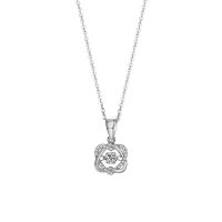 Cubic Zircon Micro Pave 925 Sterling Silver Necklace, platinum plated, micro pave cubic zirconia & for woman, original color, 10x10mm, Length:Approx 17.7 Inch, Sold By PC