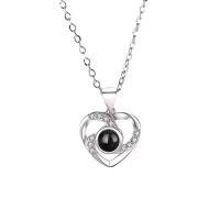 Cubic Zircon Micro Pave 925 Sterling Silver Necklace Heart plated micro pave cubic zirconia & for woman Length Approx 17.7 Inch Sold By PC