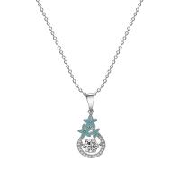 Cubic Zircon Micro Pave 925 Sterling Silver Necklace platinum plated micro pave cubic zirconia & for woman & enamel original color Length Approx 17.7 Inch Sold By PC