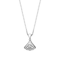 Cubic Zircon Micro Pave 925 Sterling Silver Necklace, platinum plated, micro pave cubic zirconia & for woman, original color, 11x15mm, Length:Approx 17.7 Inch, Sold By PC
