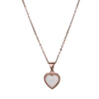 925 Sterling Silver Necklaces with White Shell Heart plated fashion jewelry & for woman Length Approx 17.7 Inch Sold By PC