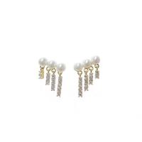 Boucles d'oreilles en alliage de zinc, avec perle de plastique, Placage de couleur d'or, Style coréen & pour femme & avec strass, 18x15mm, Vendu par paire