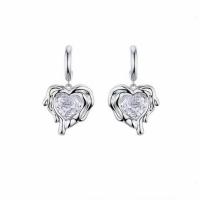 Cubic Zirconia Micro Pave Brass Earring Heart plated Korean style & micro pave cubic zirconia & for woman nickel lead & cadmium free Sold By Pair