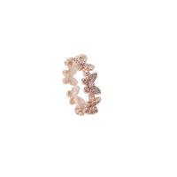 Cúbicos Circonia Micro Pave anillo de latón, metal, Mariposa, chapado, ajustable & micro arcilla de zirconia cúbica & para mujer, más colores para la opción, libre de níquel, plomo & cadmio, tamaño:6-8, Vendido por UD
