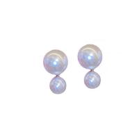 Tibetan Style Drop Earrings, Plastic Pearl, with Tibetan Style, Round, Korean style & for woman, 33mm, Sold By Pair