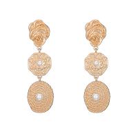 Zinc Alloy Drop Earrings with Plastic Pearl Geometrical Pattern plated fashion jewelry & for woman Sold By Pair