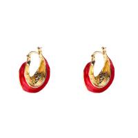 Zinc Alloy Hoop Earring gold color plated for woman & enamel nickel lead & cadmium free 25mm Sold By Pair