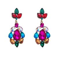 Rhinestone Earring Zinc Alloy Teardrop plated for woman & with rhinestone Sold By Pair