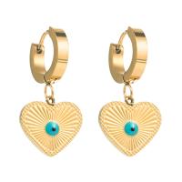 Evil Eye Earrings Titanium Steel with Zinc Alloy gold color plated for woman & enamel Sold By Pair