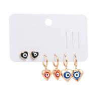 Evil Eye Earrings Brass gold color plated for woman & enamel nickel lead & cadmium free Sold By Pair