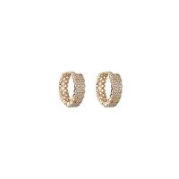 Boucles d'oreilles en laiton zircon cubique pavent, Placage de couleur d'or, pavé de micro zircon & pour femme, 14x5mm, Vendu par paire