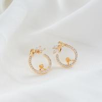 Brass Earring Stud Component, gold color plated, different styles for choice & micro pave cubic zirconia & for woman, Sold By Pair