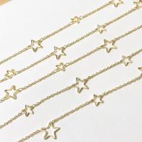 Brass Beading Chains, Star, gold color plated, DIY & for woman, 10.5mm,1.7mm,7mm, Sold By m