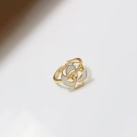 Brass Finger Ring, Flower, gold color plated, Adjustable & for woman & enamel, 17mm, Sold By PC