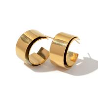 Stainless Steel Stud Earrings, 304 Stainless Steel, Vacuum Ion Plating, fashion jewelry & for woman, golden, 22x13mm, Sold By Pair