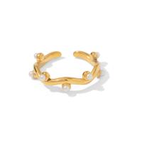 Edelstahl Ringe, 304 Edelstahl, mit ABS-Kunststoff-Perlen, Modeschmuck & für Frau, goldfarben, 4x18mm, verkauft von PC