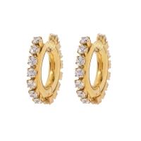 Huggie Anneau d'oreille, Acier inoxydable 304, bijoux de mode & pavé de micro zircon & pour femme, doré, 24.20x4.33mm, Vendu par paire