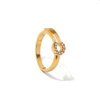 Stal nierdzewna Rhinestone Ring Finger, Stal nierdzewna 304, biżuteria moda & różnej wielkości do wyboru & dla kobiety & z kamieniem, złoty, 16x6.20x2.50mm, sprzedane przez PC