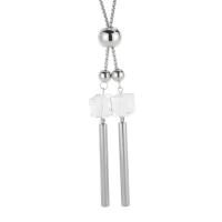 Stainless Steel Sweater Chain Necklace 304 Stainless Steel with Crystal Square rack plating for woman Length Approx 72 cm Sold By PC