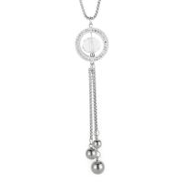 Stainless Steel Sweater Chain Necklace 304 Stainless Steel with Crystal rack plating for woman & with rhinestone 28mm Length Approx 65 cm Sold By PC