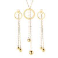 Fashion Stainless Steel Jewelry Sets, earring & necklace, 304 Stainless Steel, with 5cm extender chain, Tassel, rack plating, 2 pieces & for woman & hollow, more colors for choice, 14x70mm,19x80mm, Length:Approx 40 cm, Sold By Set