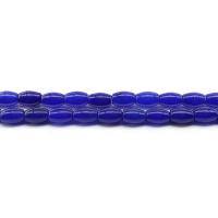 Natural Chalcedony Bead, barrel, polished, dyed & DIY, blue, 8x12mm, Approx 31PCs/Strand, Sold By Strand