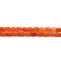Gemstone Jewelry Beads, Chalcedony, barrel, polished, dyed & DIY, reddish orange, 6x9mm, Approx 43PCs/Strand, Sold By Strand