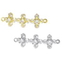 Cubic Zirconia Micro Pave Brass Connector Cross plated DIY & micro pave cubic zirconia & 1/1 loop nickel lead & cadmium free Approx 1.5mm Sold By PC