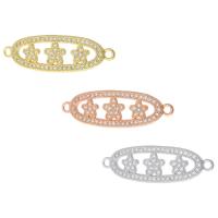 Cubic Zirconia Micro Pave Brass Connector, Star, plated, DIY & micro pave cubic zirconia & 1/1 loop, more colors for choice, nickel, lead & cadmium free, 32x10x2mm, Hole:Approx 1.5mm, Sold By PC
