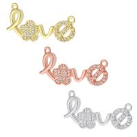 Cubic Zirconia Micro Pave Brass Pendant Alphabet Letter plated DIY & micro pave cubic zirconia nickel lead & cadmium free Approx 1mm Sold By PC