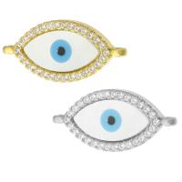 Evil Eye Connector Brass plated DIY & micro pave cubic zirconia & 1/1 loop nickel lead & cadmium free Approx 0.5mm Sold By PC
