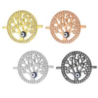 Evil Eye Connector, Brass, Tree, plated, DIY & micro pave cubic zirconia & enamel & 1/1 loop, more colors for choice, nickel, lead & cadmium free, 21x15.50x3mm, Hole:Approx 1mm, Sold By PC