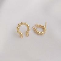 Messing Drop Earring, echt goud verguld, DIY, gouden, nikkel, lood en cadmium vrij, 13x15mm, Verkocht door pair