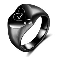 Titanium Čelik Finger Ring, Srce, pozlaćen, bez spolne razlike & različite veličine za izbor, više boja za izbor, Prodano By PC