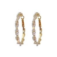 Zinc Alloy Hoop Earring fashion jewelry & for woman & with rhinestone nickel lead & cadmium free Sold By Pair