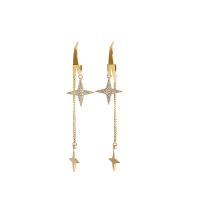 Tibetan Style Drop Earrings, fashion jewelry & for woman & with rhinestone, golden, nickel, lead & cadmium free, 70x18mm, Sold By Pair