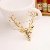 Tibetan Style Brooches, Antlers, fashion jewelry & for woman, golden, nickel, lead & cadmium free, 60x50mm, Sold By PC