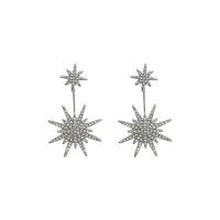 Zinc Alloy Drop Earrings fashion jewelry & for woman & with rhinestone silver color nickel lead & cadmium free Sold By Pair