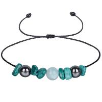 Gemstone Bracelets with Wax Cord irregular handmade fashion jewelry & Unisex & adjustable green Length 18-36 cm Sold By PC