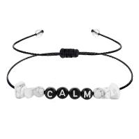 Gemstone Bracelets Howlite with Wax Cord & Resin irregular handmade fashion jewelry & Unisex & adjustable & with letter pattern Adjustable size max 32cm Sold By PC
