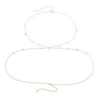 Body Chain Smycken, Järn, med Plast Pearl, med 15cm extender kedja, guldfärg pläterade, justerbar & för kvinna, gyllene, nickel, bly och kadmium gratis, Längd 80 cm, 110 cm, Säljs av PC