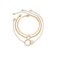 Brass Anklet with Iron with 5cm extender chain Donut plated three layers & adjustable & for woman nickel lead & cadmium free Length 20 cm Sold By PC