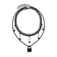 Eisen Halskette, mit Aluminium & Zinklegierung, plattiert, Modeschmuck & mehrschichtig & verschiedene Stile für Wahl & für Frau, keine, frei von Nickel, Blei & Kadmium, verkauft von PC